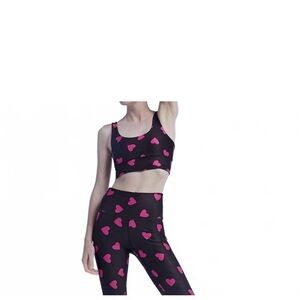 Beach Riot Black and Pink Heart Activewear Set